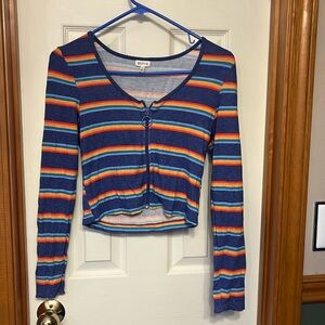 Blue long sleeve striped shirt
